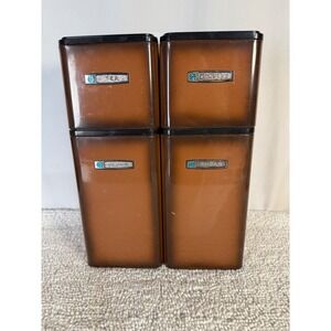 Vintage Masterware Kitchen‎ Canisters Set 4 Amber Brown Metal MADE IN USA